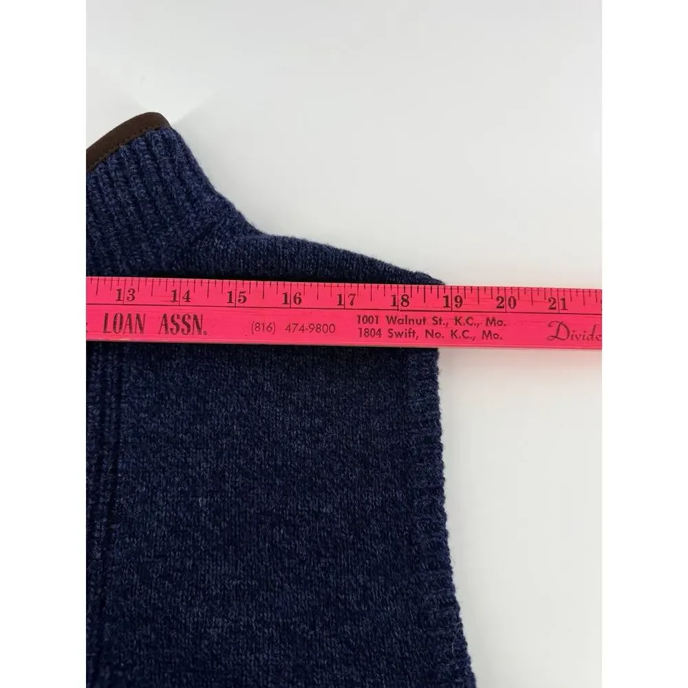 LL Bean Vest Mens XL Waterfowl Sweater Merino Wool Lambswool Full Zip Blue Cabin